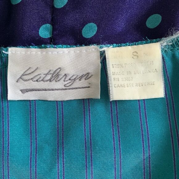 Kathryn Robe Women S Turquoise Purple Stipe Polka Dot Kimono Loungewear Fairy - Picture 3 of 11